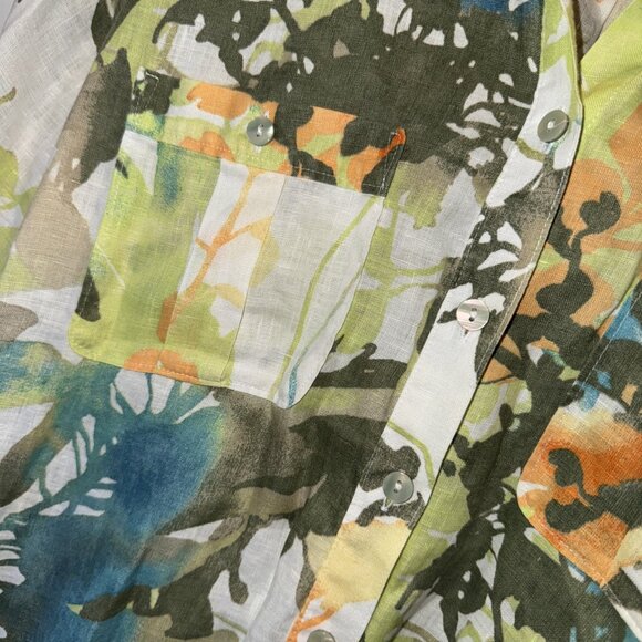 Chico's No-Iron Linen Floral Paradise Shirt Size: 2 US Size 12 - Picture 8 of 16